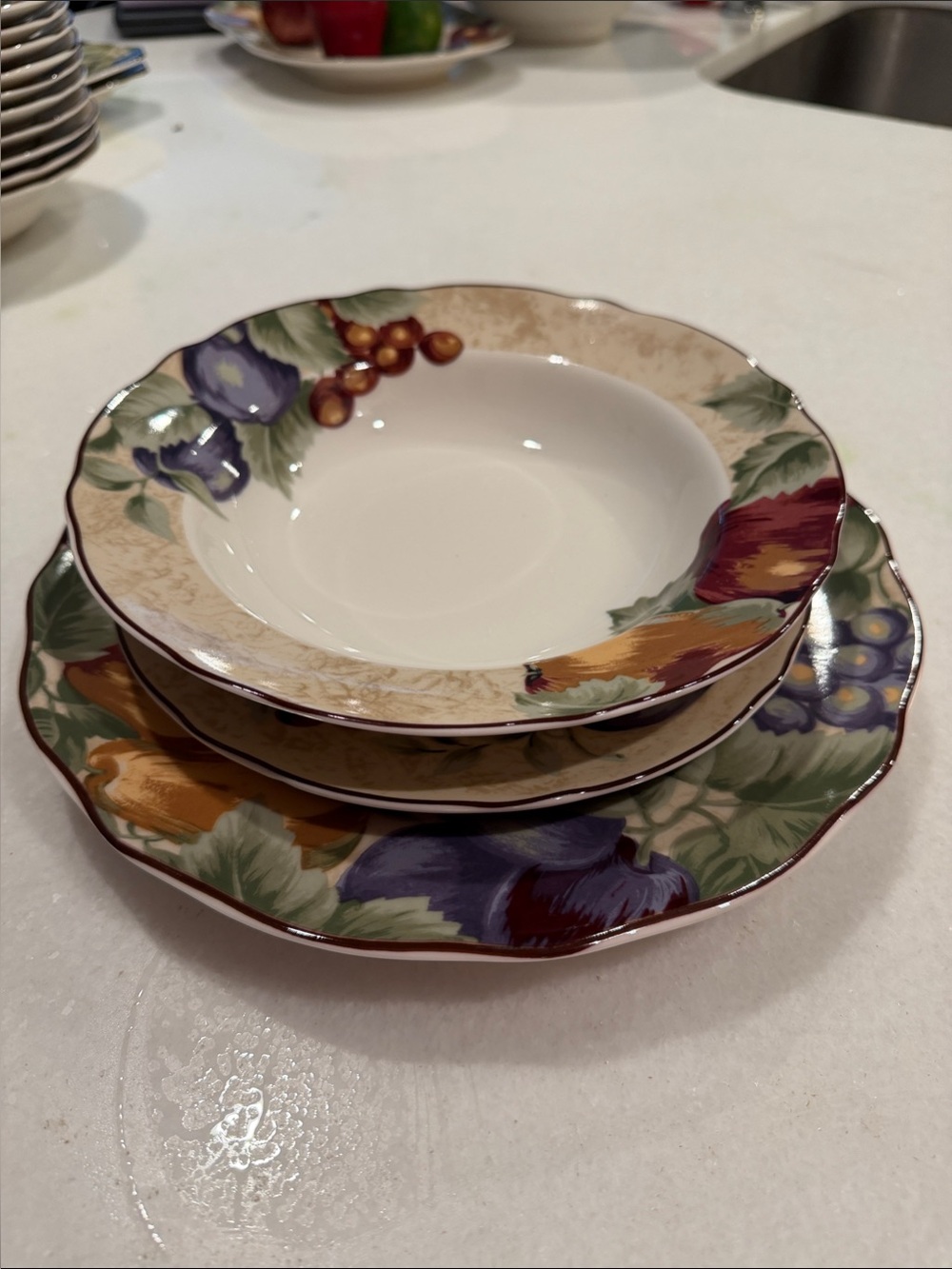 Floral Fruit Pattern Dinnerware Set - Multicolor